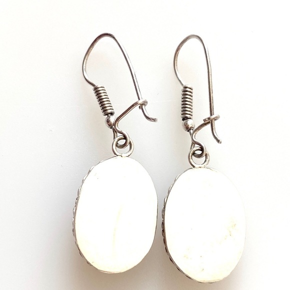 Sterling Vintage Earrings Purple Lace Agate Dangles Drops - Picture 5 of 11